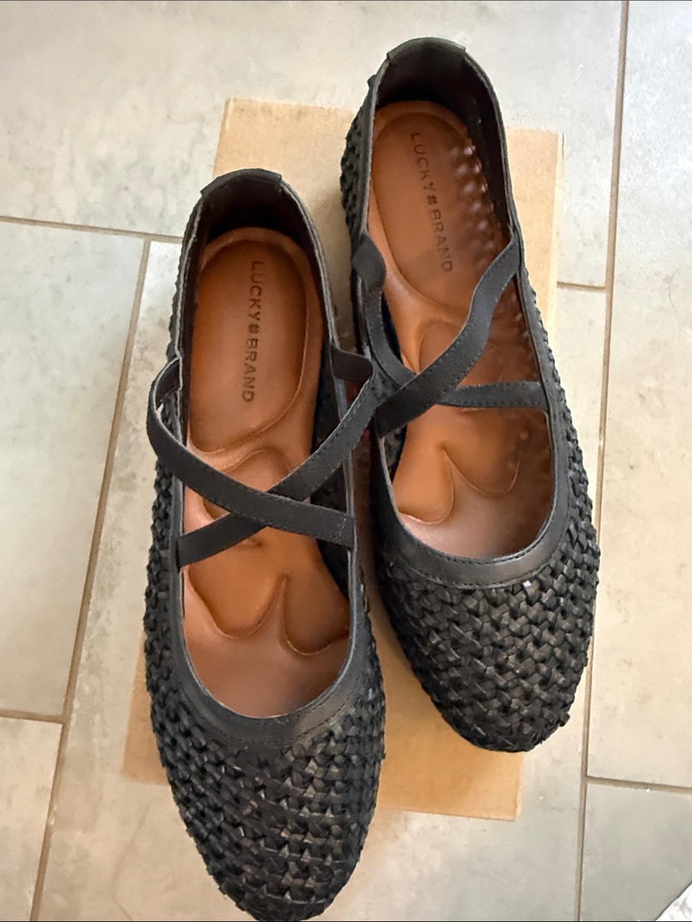 NIB Lucky Brand Myloe Woven Flat- Black 9 $99